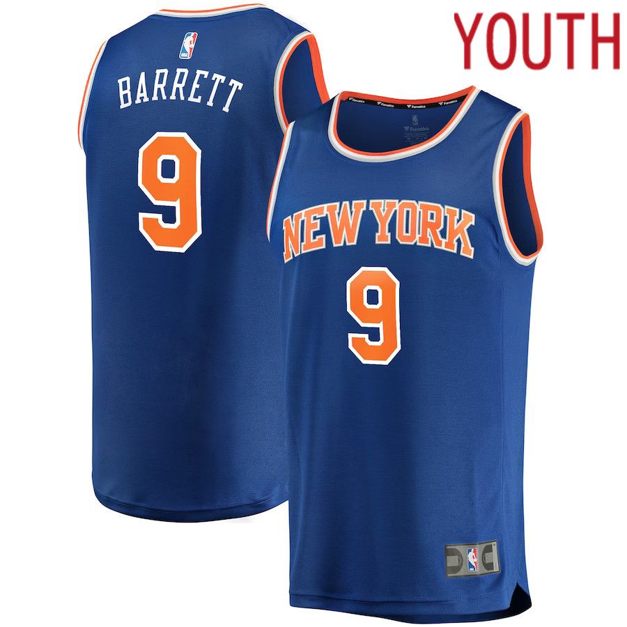 Youth New York Knicks 9 RJ Barrett Fanatics Branded Blue Replica Fast Break NBA Jersey